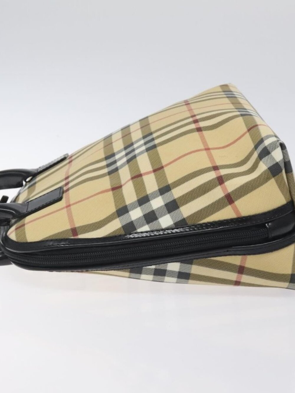 BURBERRY Nova Check Hand Bag PVC Beige Silver Auth 127268 - Picture 4 of 16